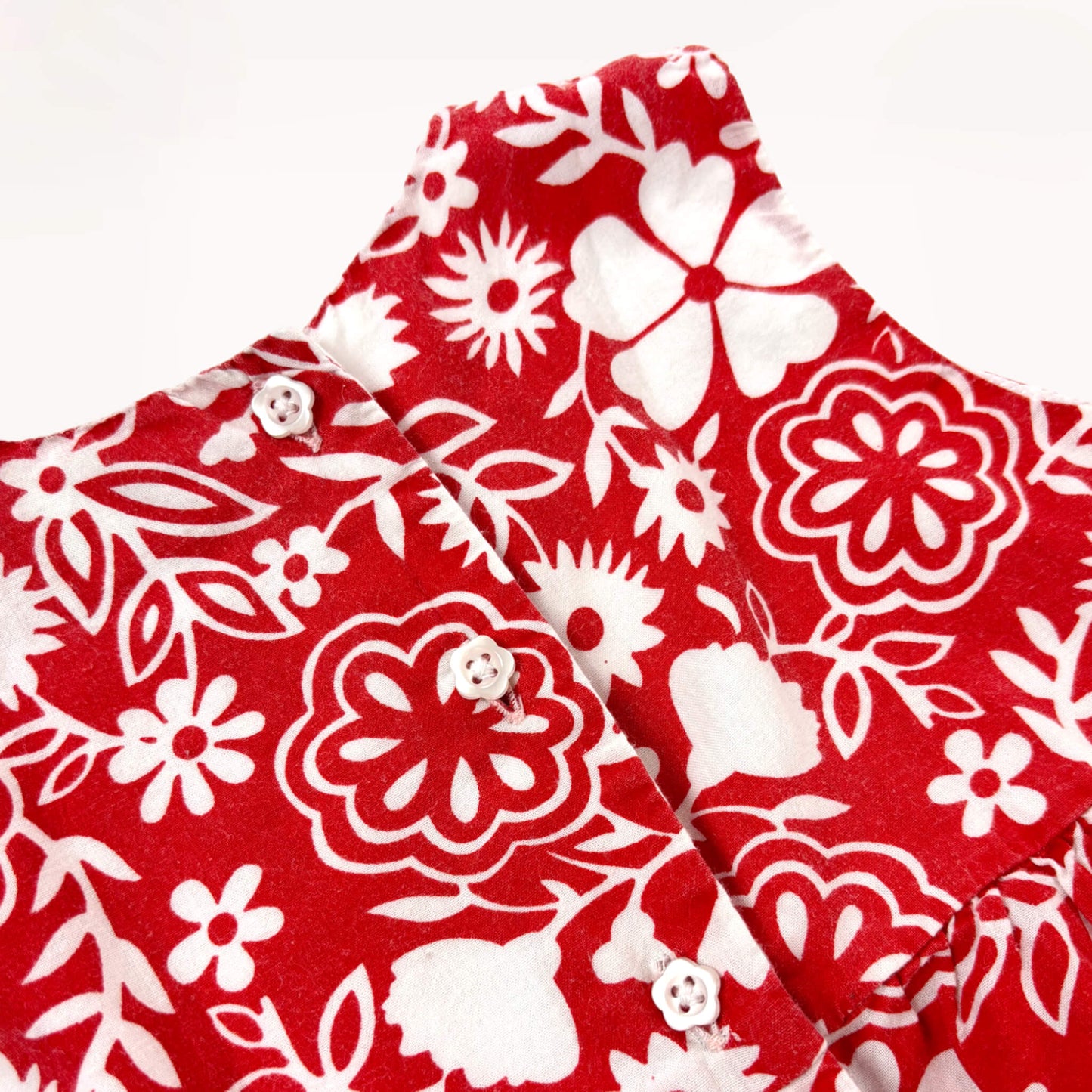 Rode katoenen jurk met bloemenmotief⎪86