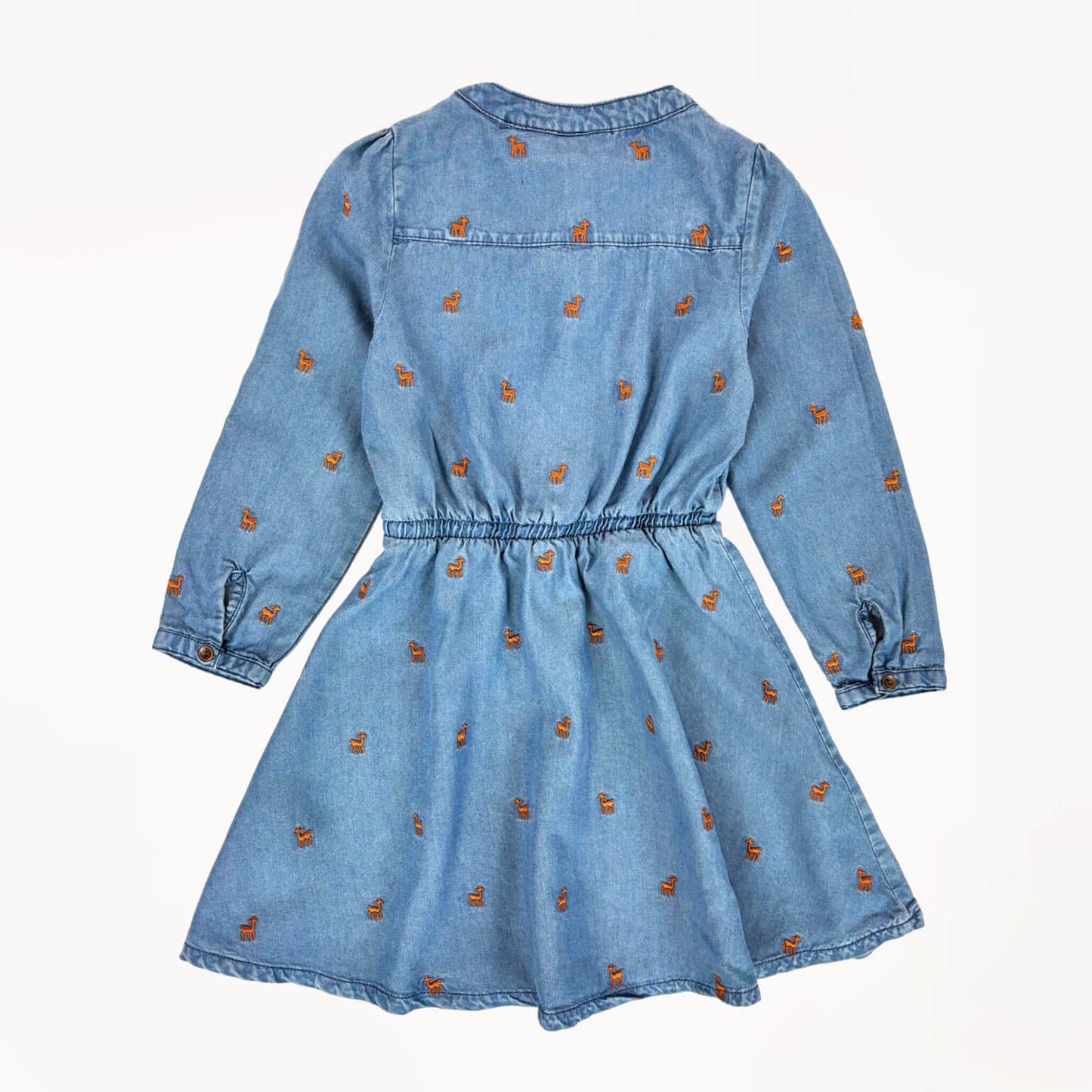 Denim kleedje met geborduurde hertjes⎪110