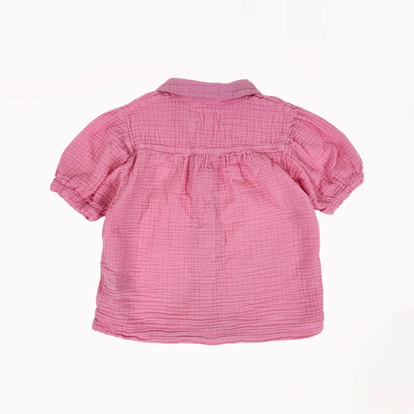 Roze mousseline bloes met korte mouwen⎪110