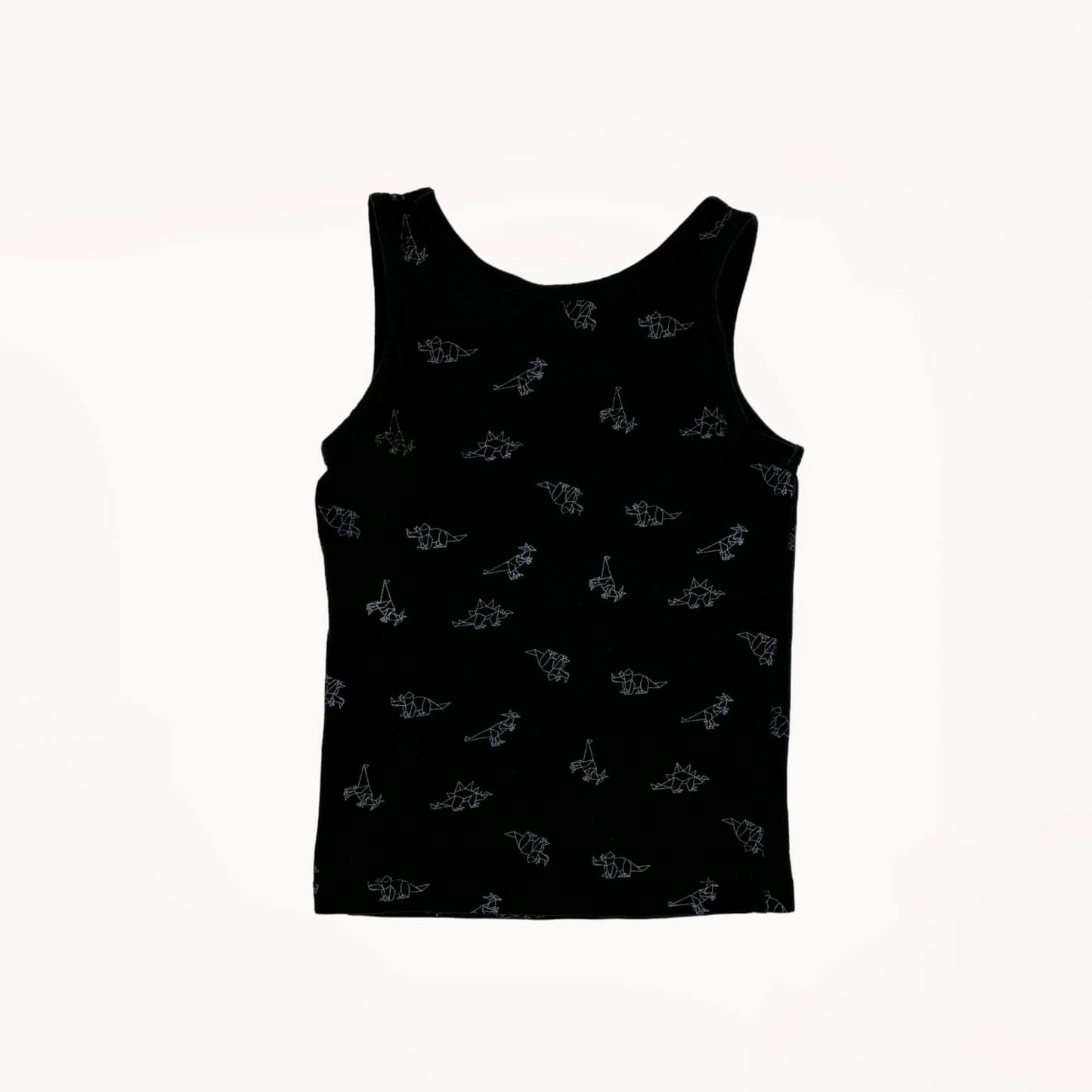 Zwarte tanktop met origami dino's⎪98/104