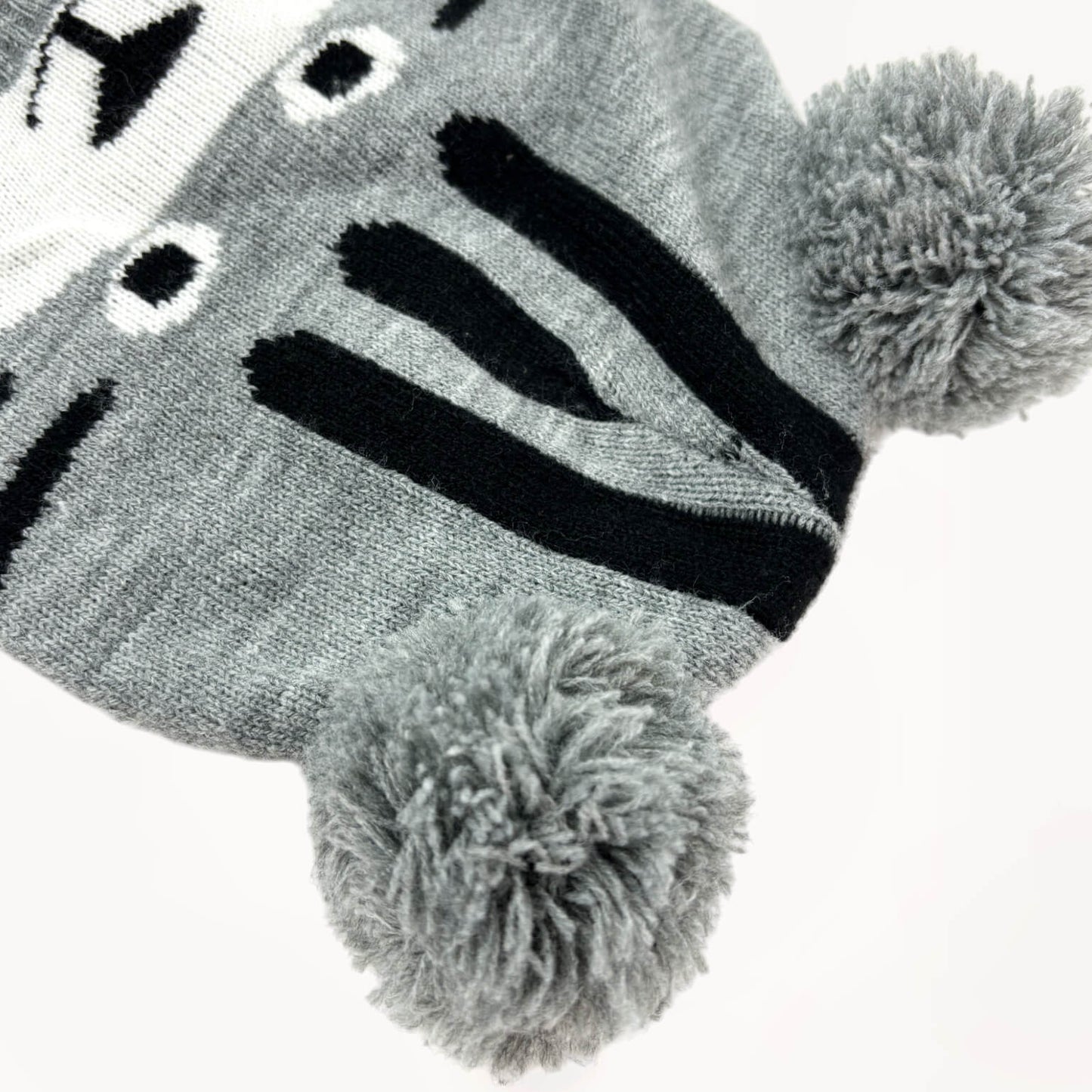 Grijze muts, schattig diertje met pompom oortjes⎪92/98