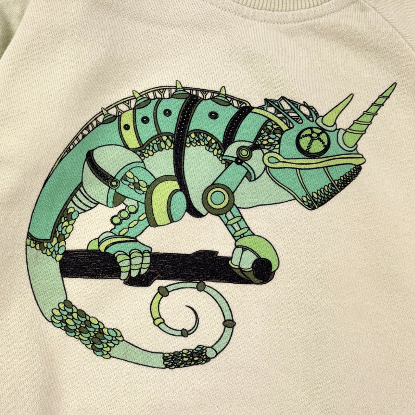 Gifgroene sweater met artwork, van biologisch katoen⎪92/98