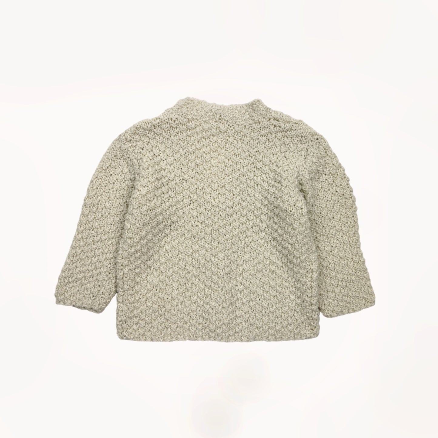 Gebreide gilet, handmade with love, ecru met glitterdraad⎪92/98