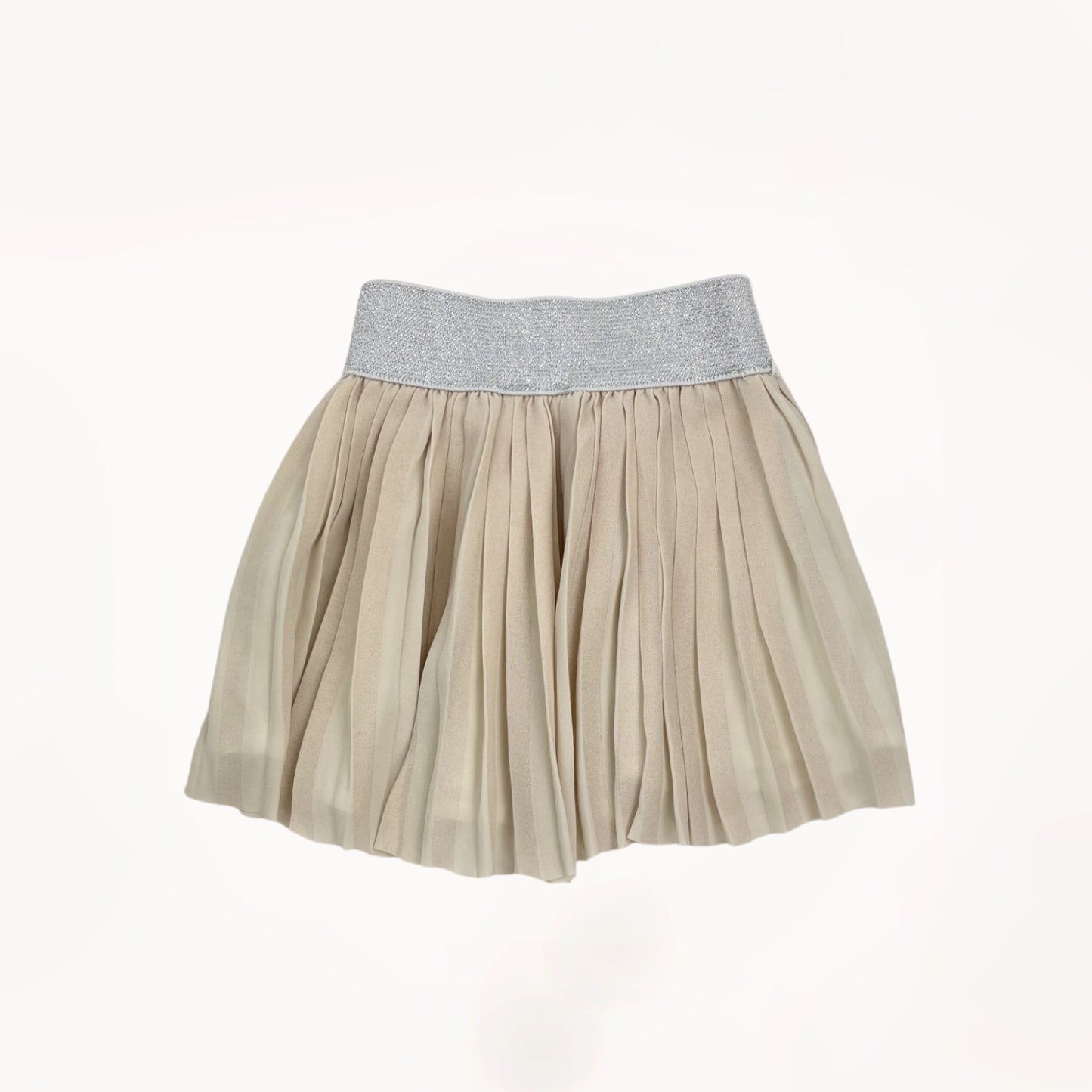 Beige rokje met plooitjes en glitterende zilver band⎪86