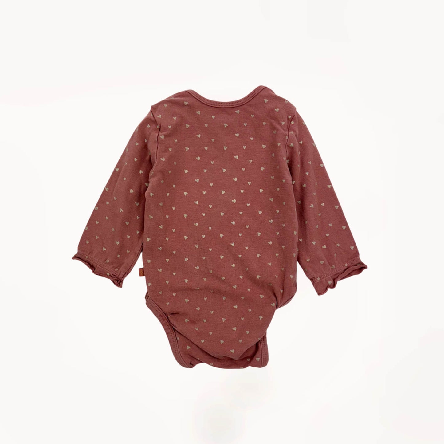 Oud roze romper m/ gouden hartjes⎪62/68