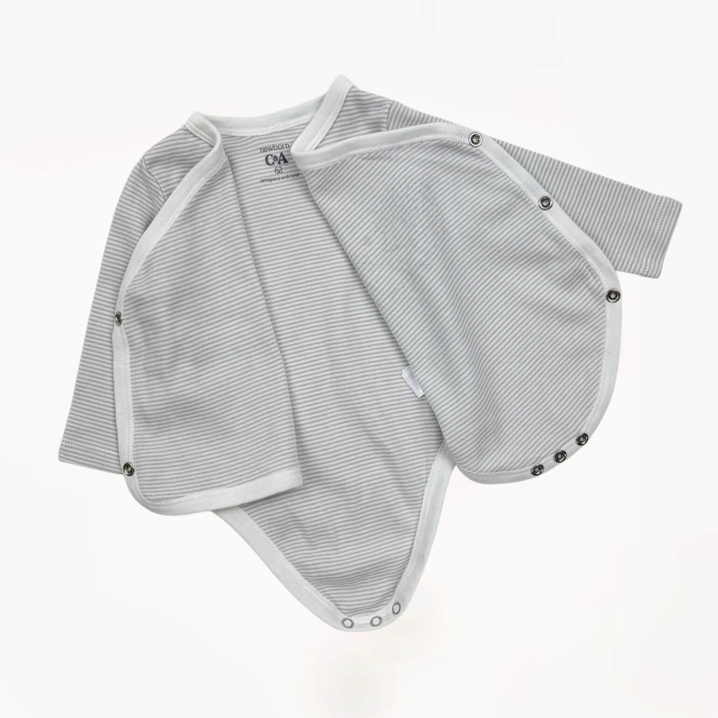 Set 2 overslag rompers winter rood & streepjes, lange mouwen, "mommy loves me"⎪62