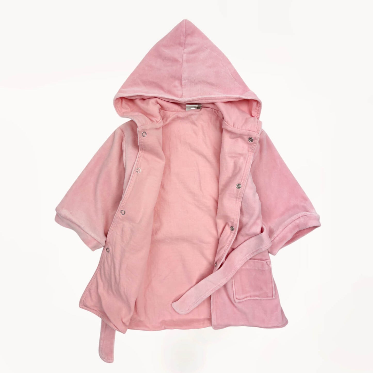 Roze badjas met capuchon en knopen⎪80