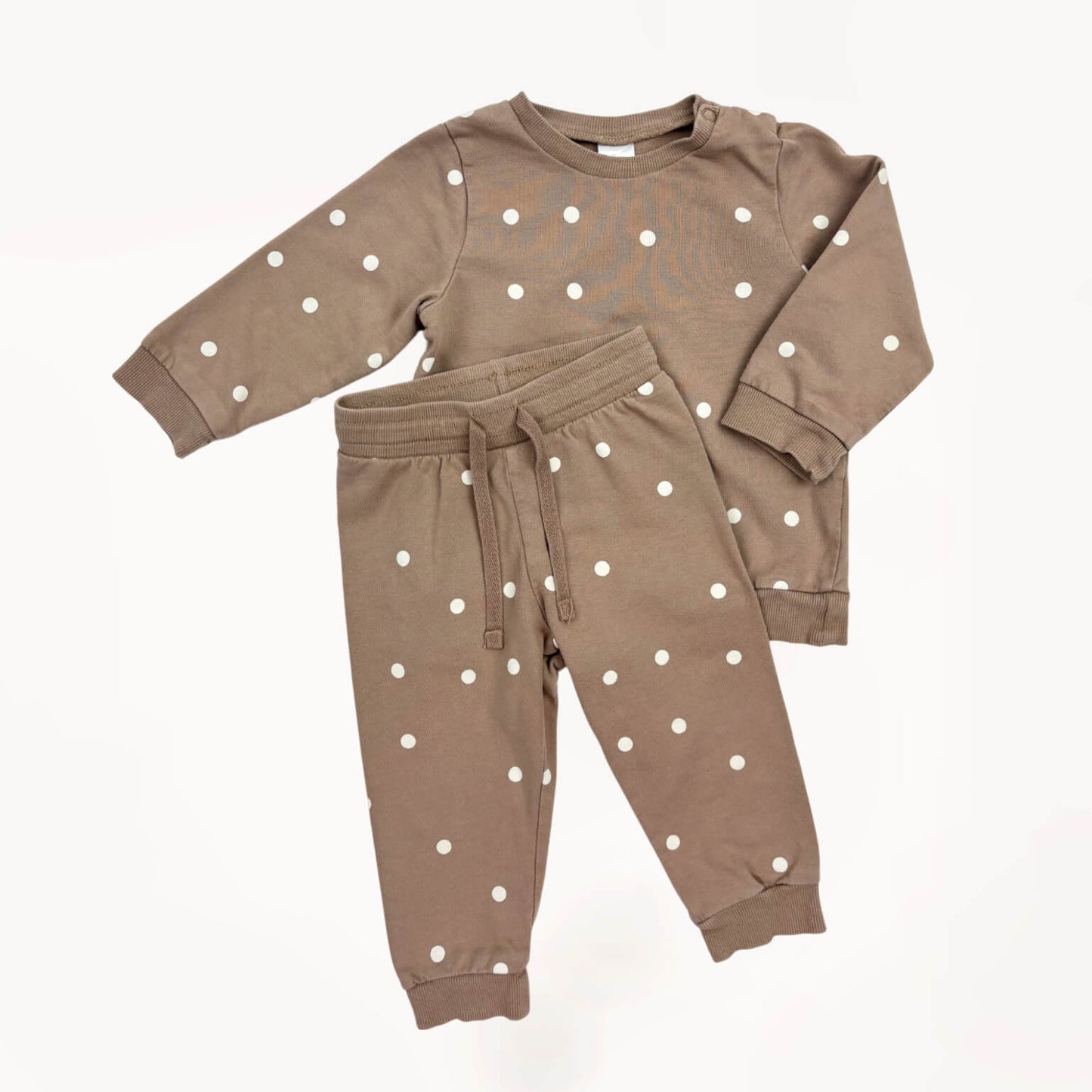 Beige traingingset unisex met witte stippen⎪80