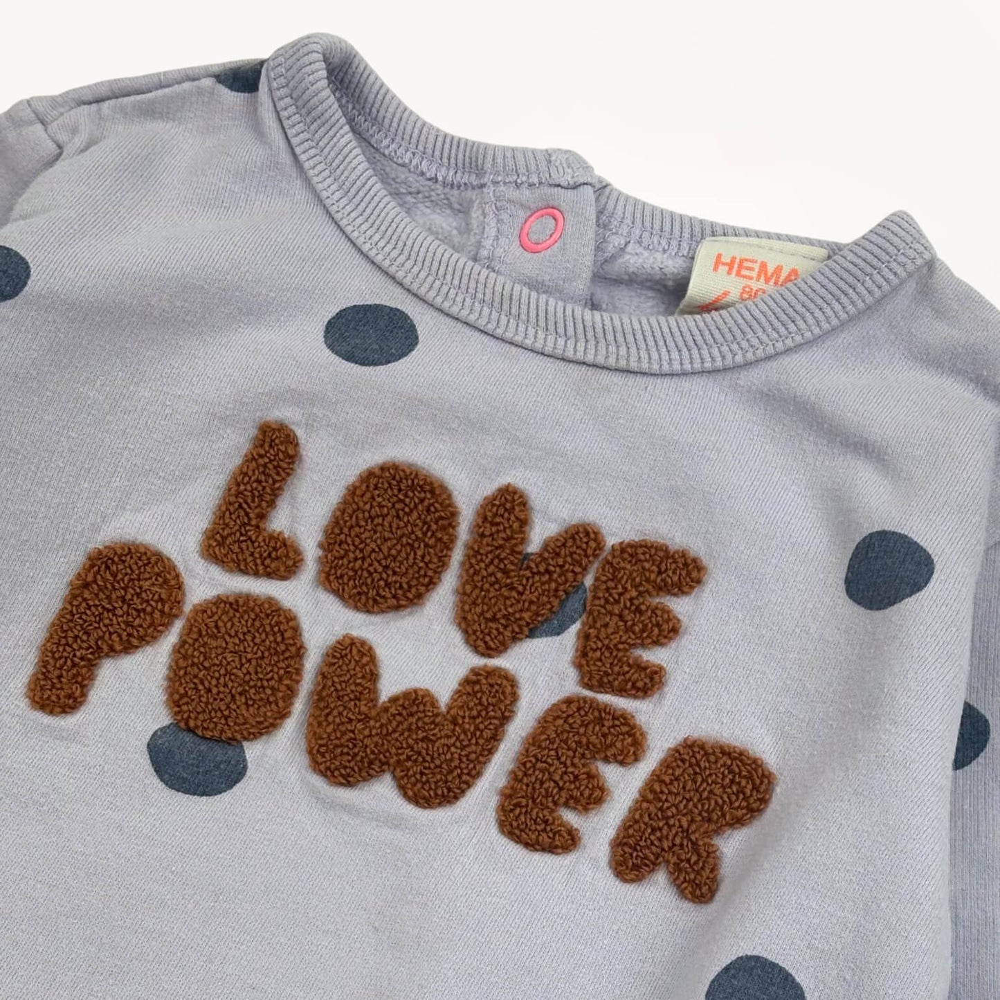 Sweater lila love power Hema 1 jaar