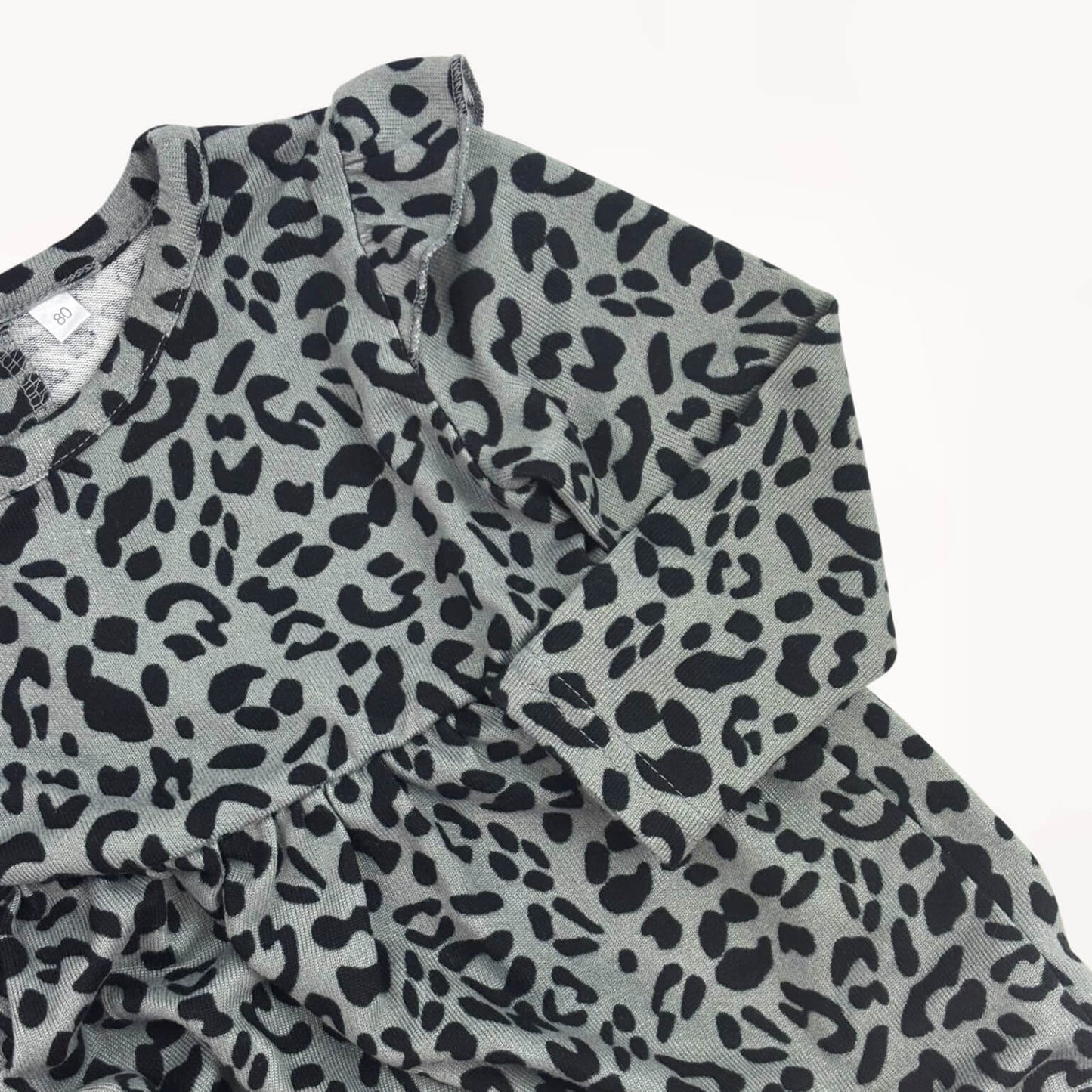 Jurk longsleeves grijs/leopard Zeeman 1 jaar