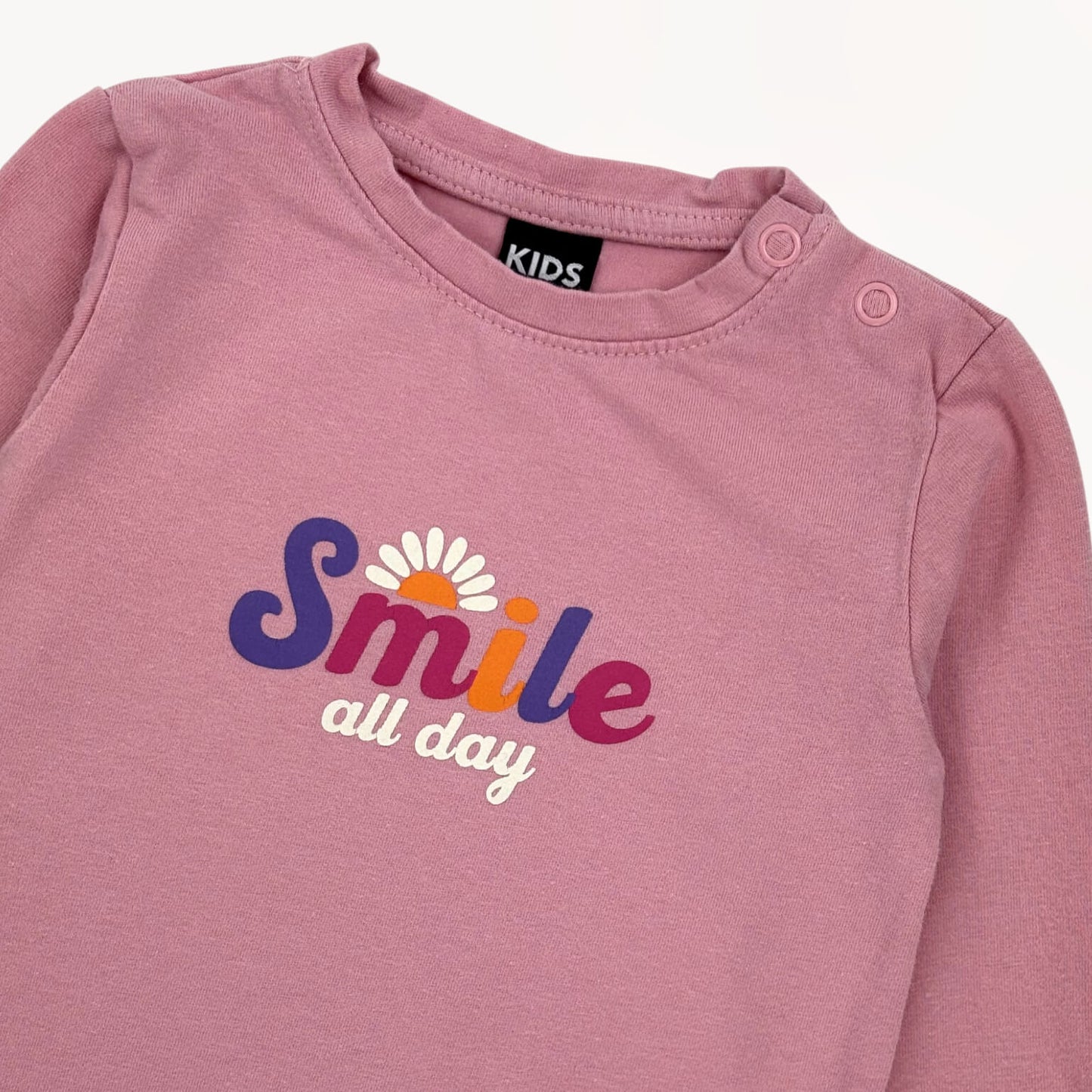 Shirt longsleeve "smile all day" Wibra 1 jaar