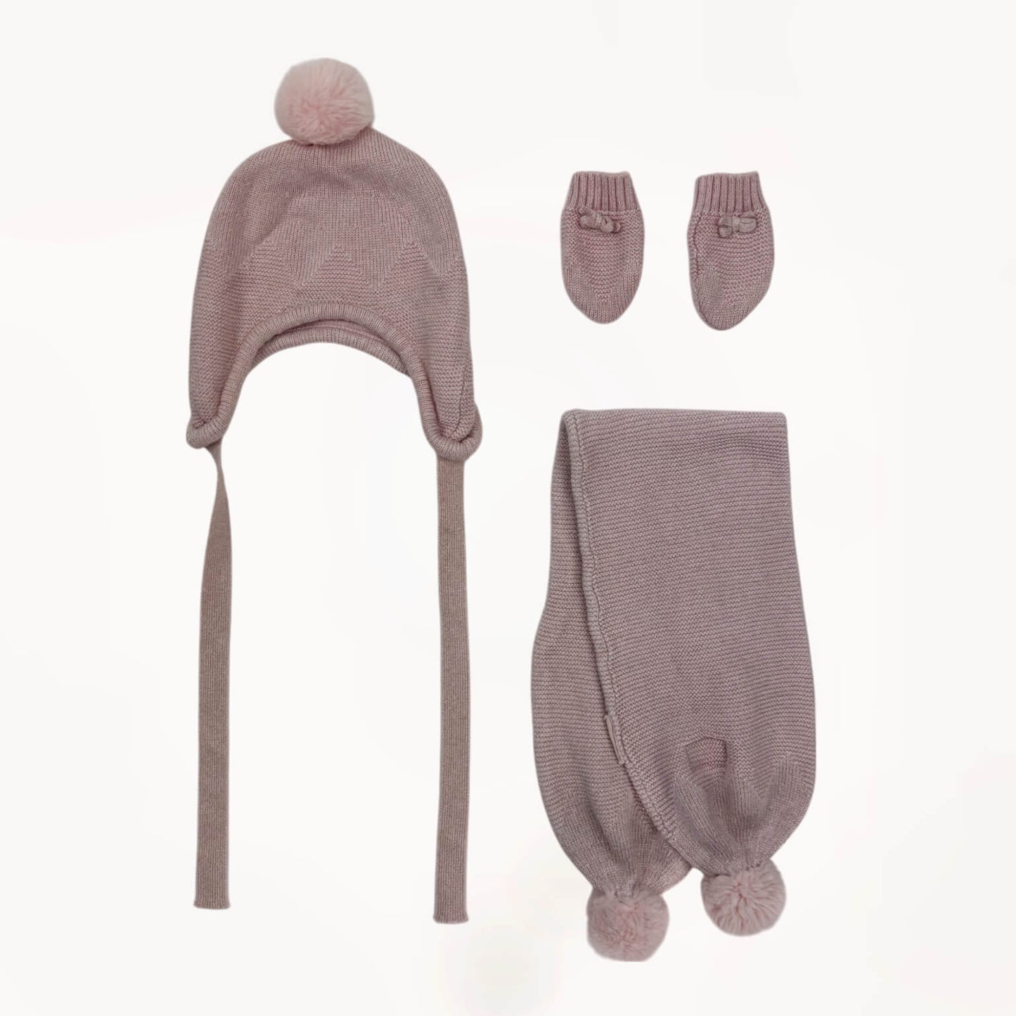 Set muts, sjaal en handschoenen roze/glitterdraad Mayoral 3 maanden