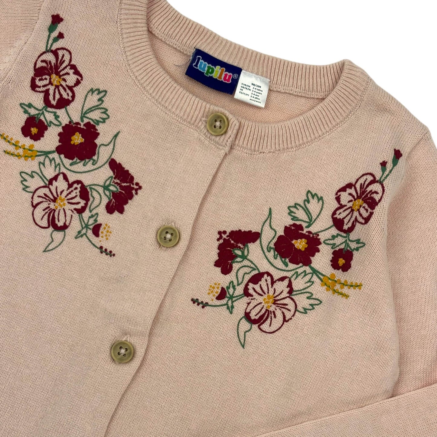 Gilet roze en bloemen Lupilu 3-4 jaar