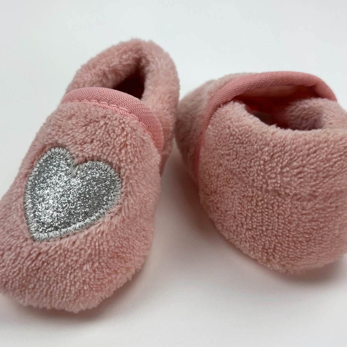 Pantoffels roze zilver hartje Geen merk 1-3 maanden