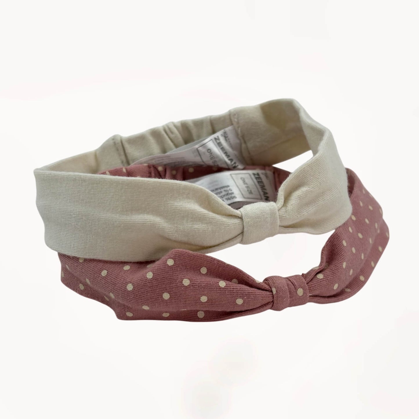 Set 2 haarbanden roze/wit stippen Zeeman TU