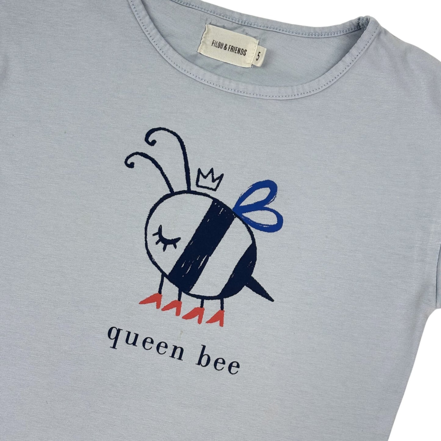 T-shirt blauw 'queen bee' Filou & Friends 5 jaar