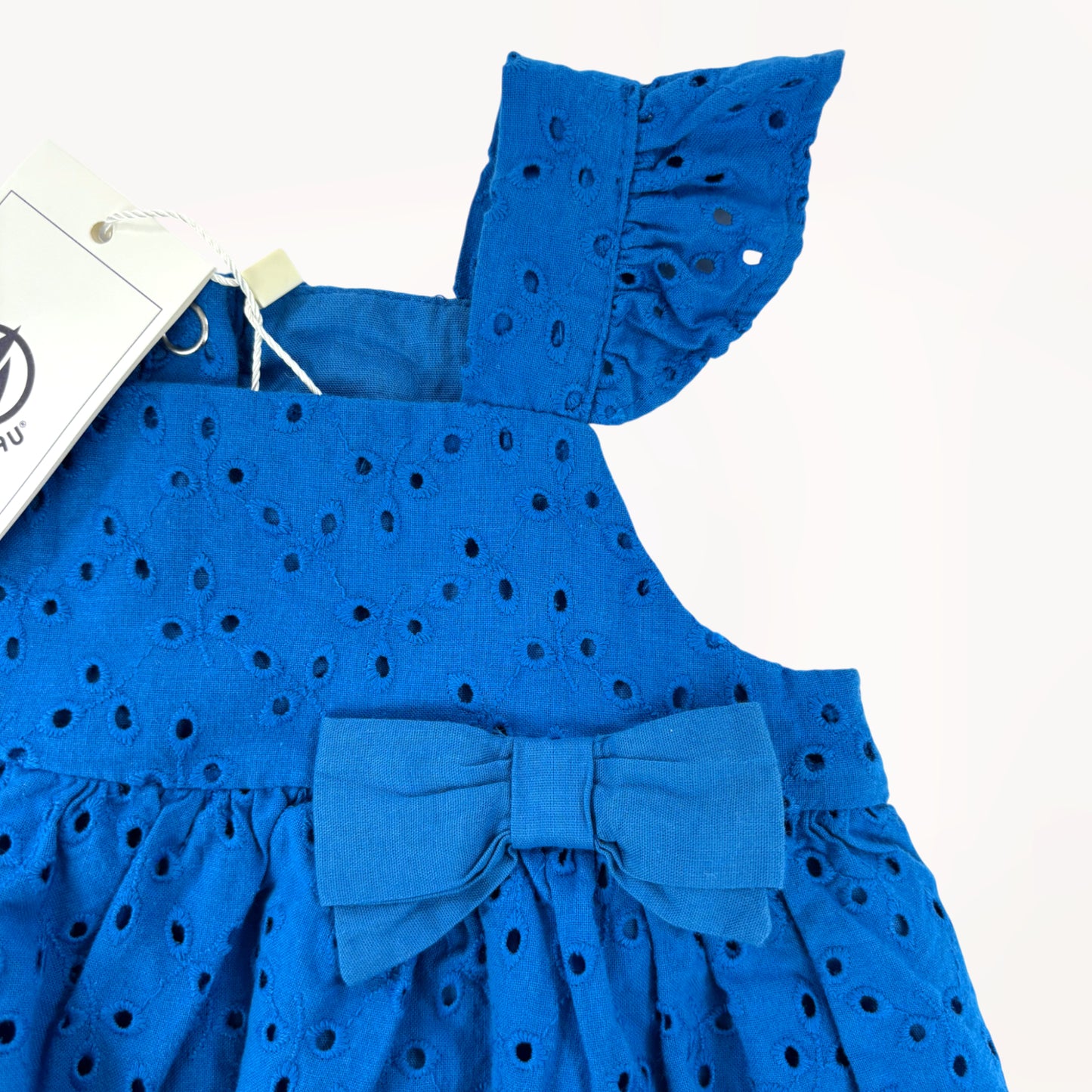 Blauw, kanten kleedje met strikje⎪74