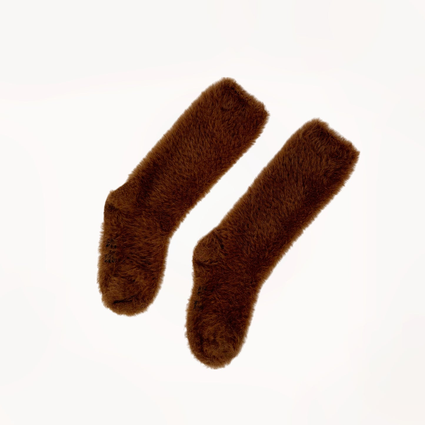 Cozy bruine kniekousen, fuzzy socks ⎪23/25