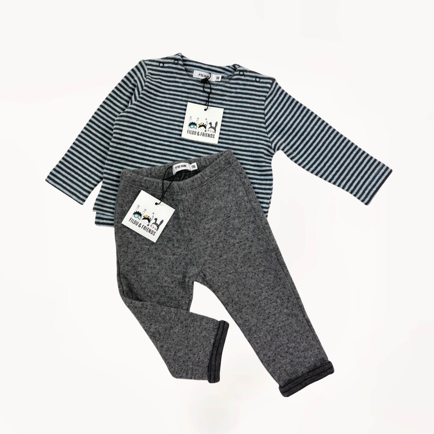 Comfy lounge set wollen broekje en gestreepte trui⎪74