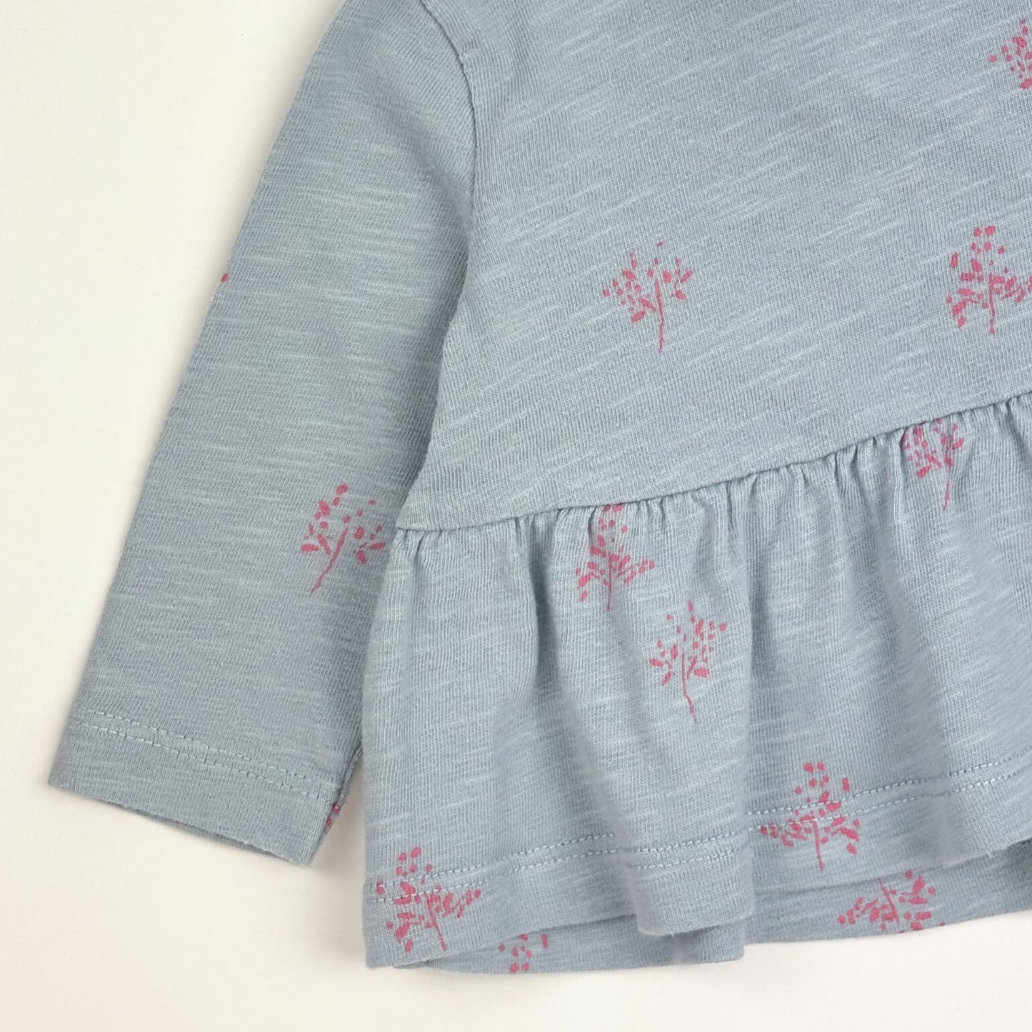 T-shirt lange mouwen blauw/gebloemd Zara 3 maanden