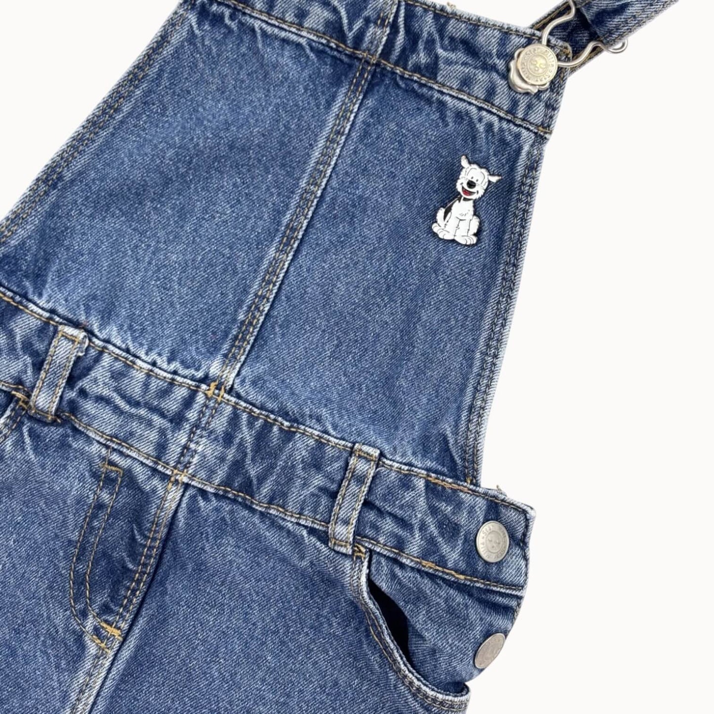 Jeansrok salopette met Samson button Milla Star 4 jaar