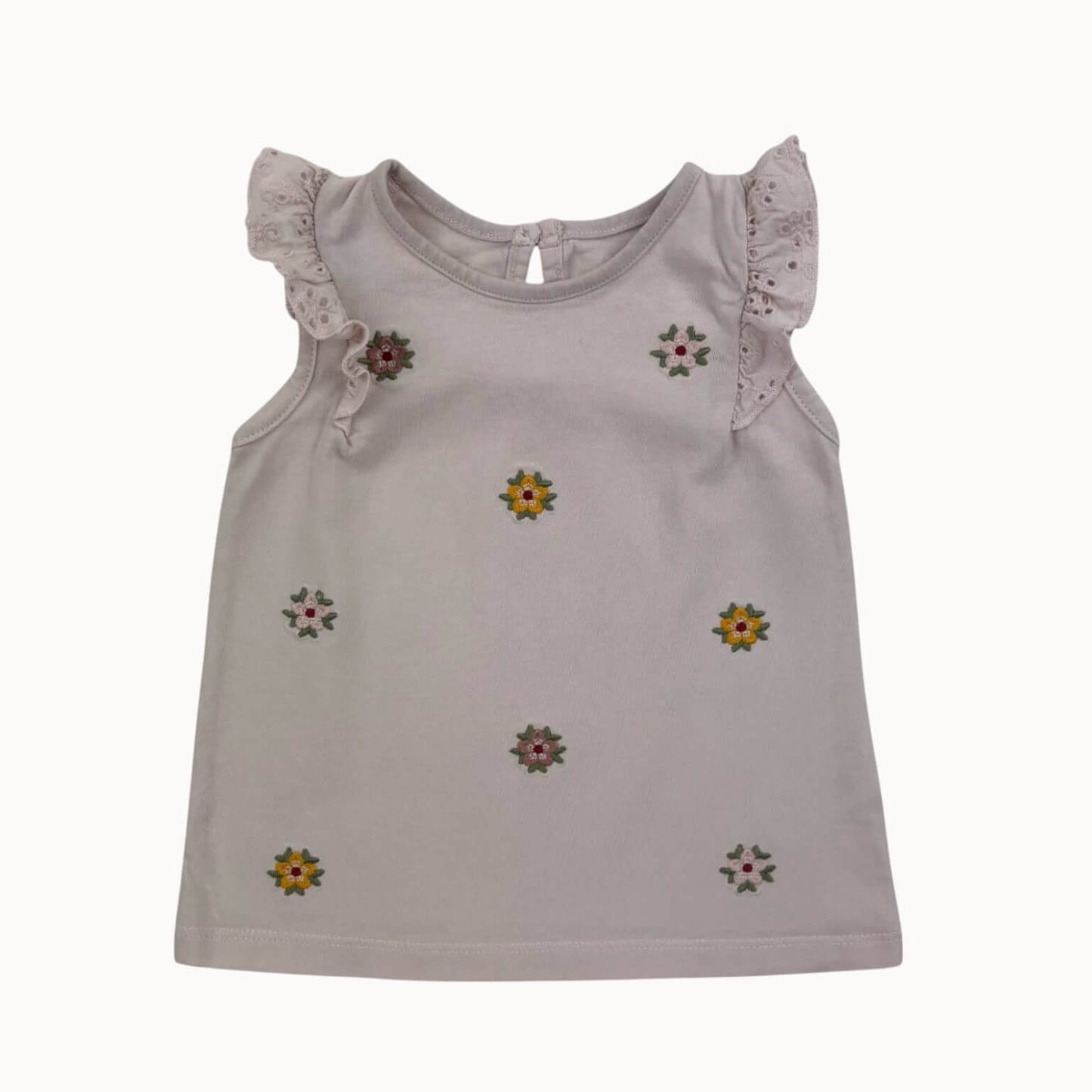 T-shirt mouwloos roze bloemen C&A 1 jaar