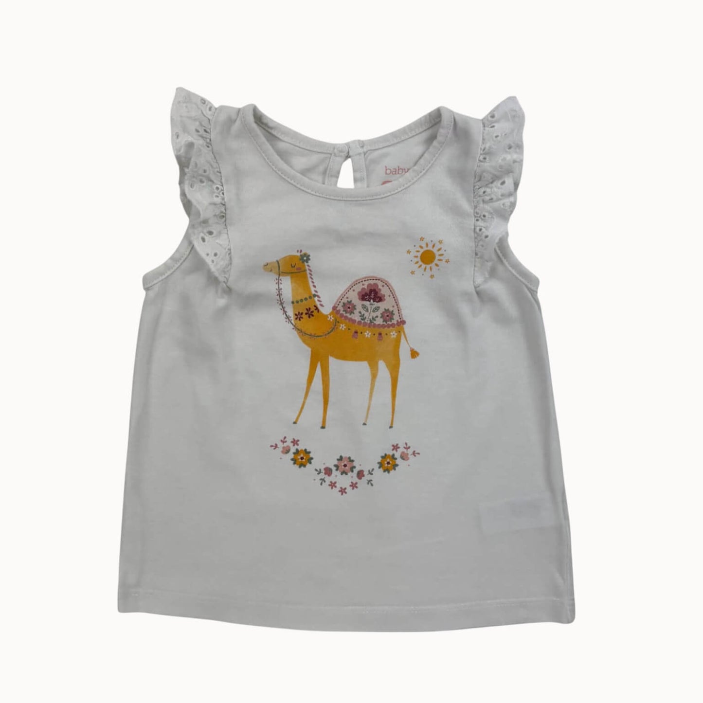 T-shirt mouwloos wit dromedaris C&A 1 jaar