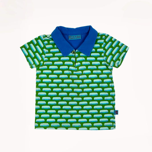 Groene T-shirt met busjes⎪74/80