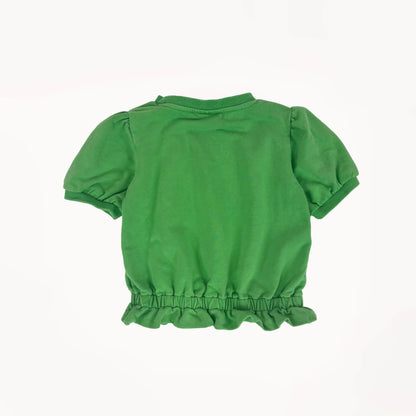 Groen shirt m/ korte mouwen en geborduurd detail⎪98