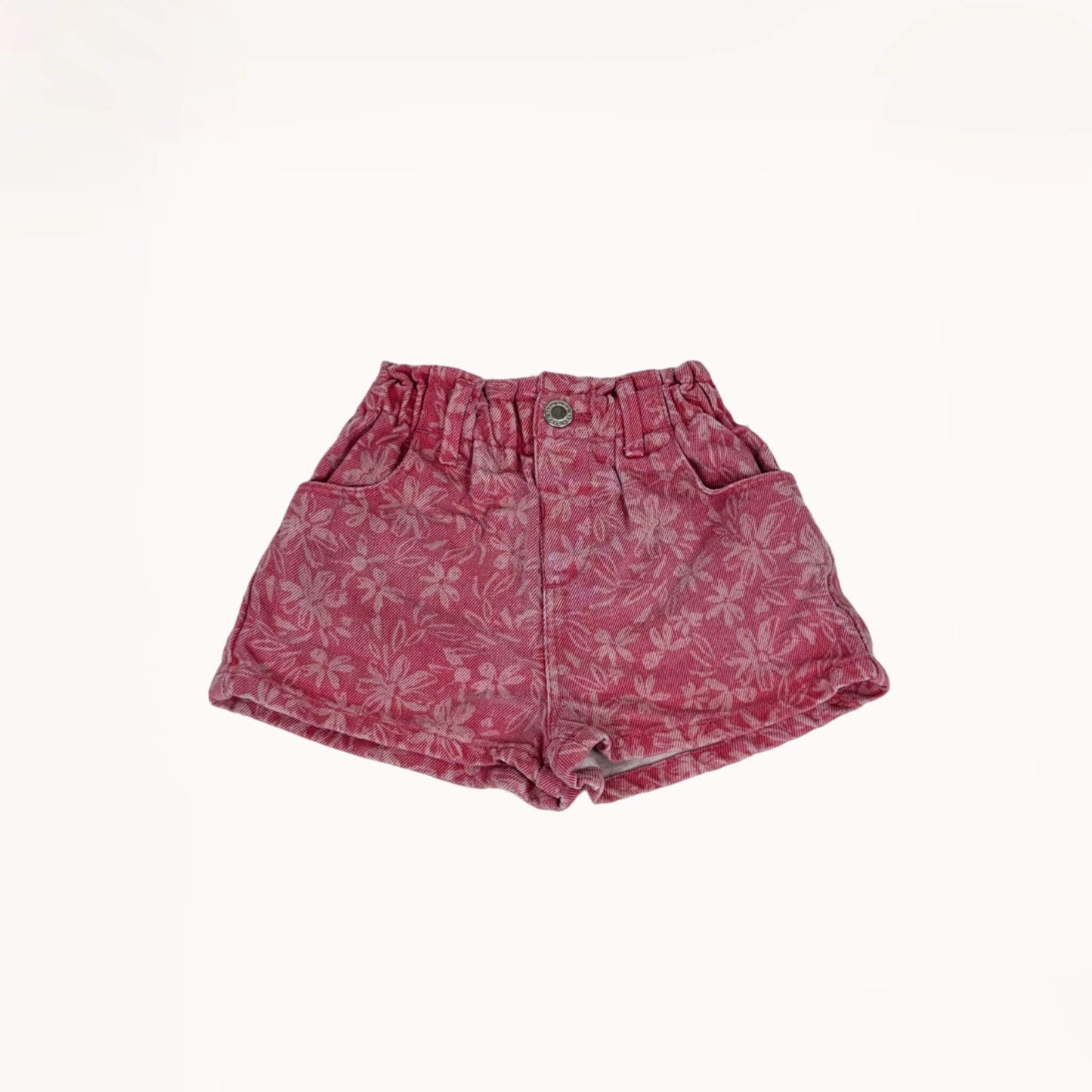 Roze denimshort met bloemen⎪86