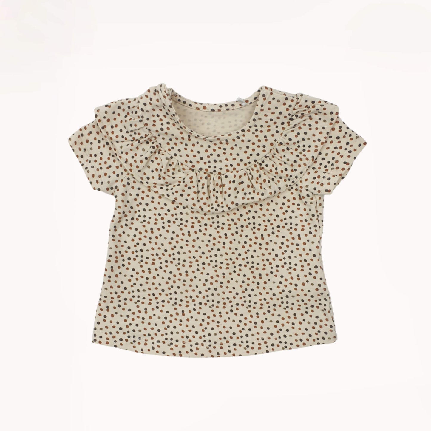 Beige T-shirt met stipjes⎪74