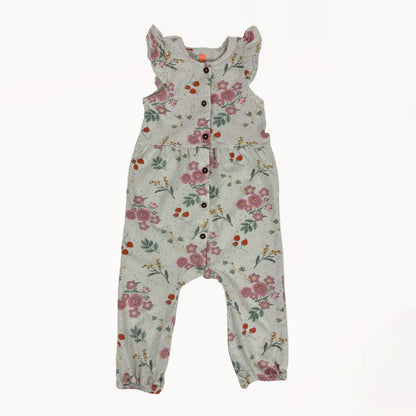 Zacht katoenen jumpsuit met aardbeitjes- & bloemenprint⎪92