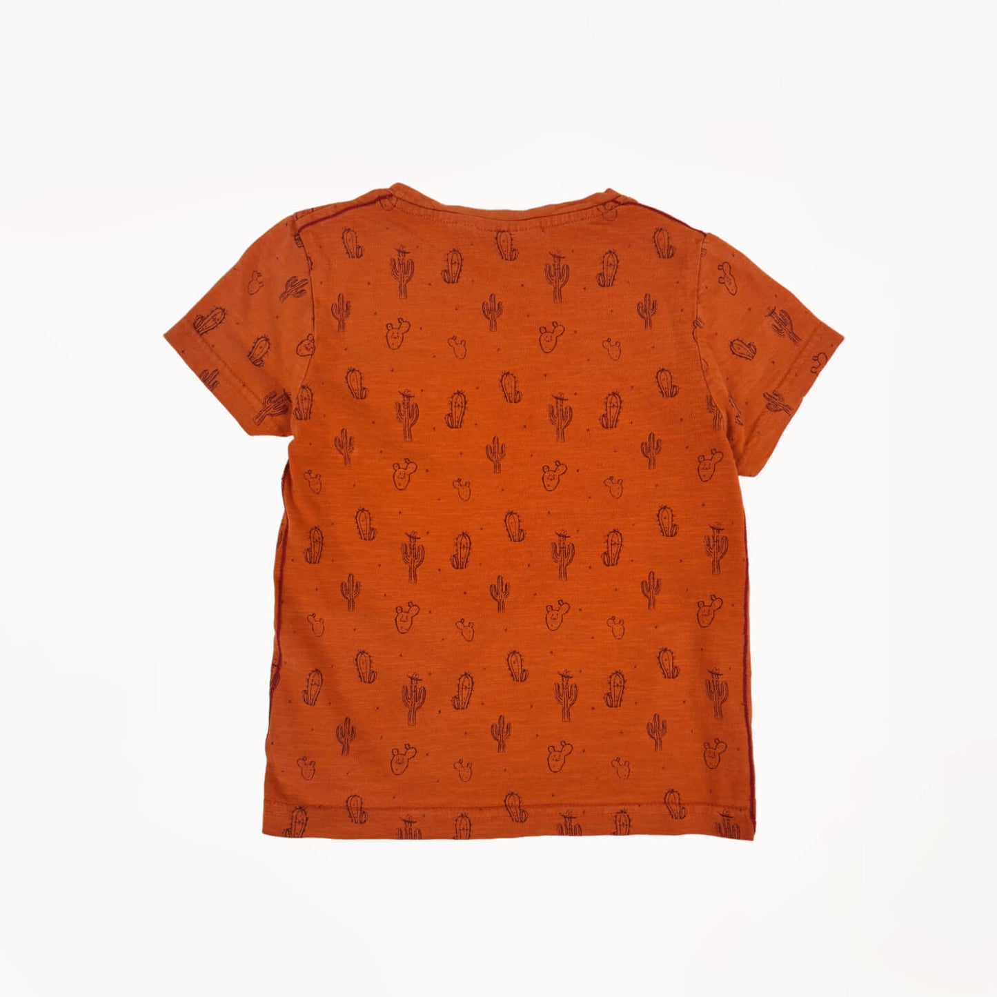 Oranje T-shirt m/ cactussenmotief, rode biezen⎪104