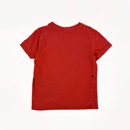 Oranje-rood T-shirt m/ print v spelende kinderen⎪104