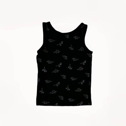 Zwarte tanktop met origami dino's⎪98/104