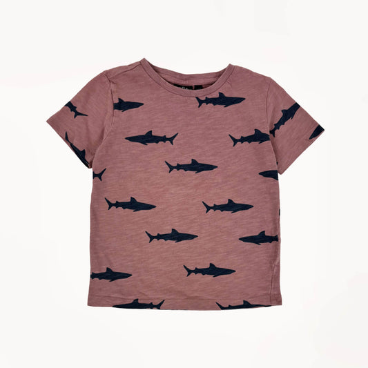 T-shirt terra-cotta rood , met haaien print⎪110