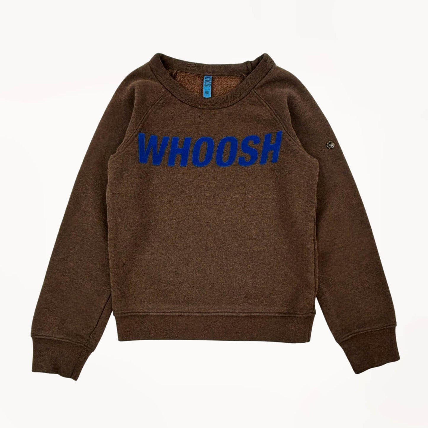 Donker bruine sweater, "WHOOSH", Crew neck⎪116