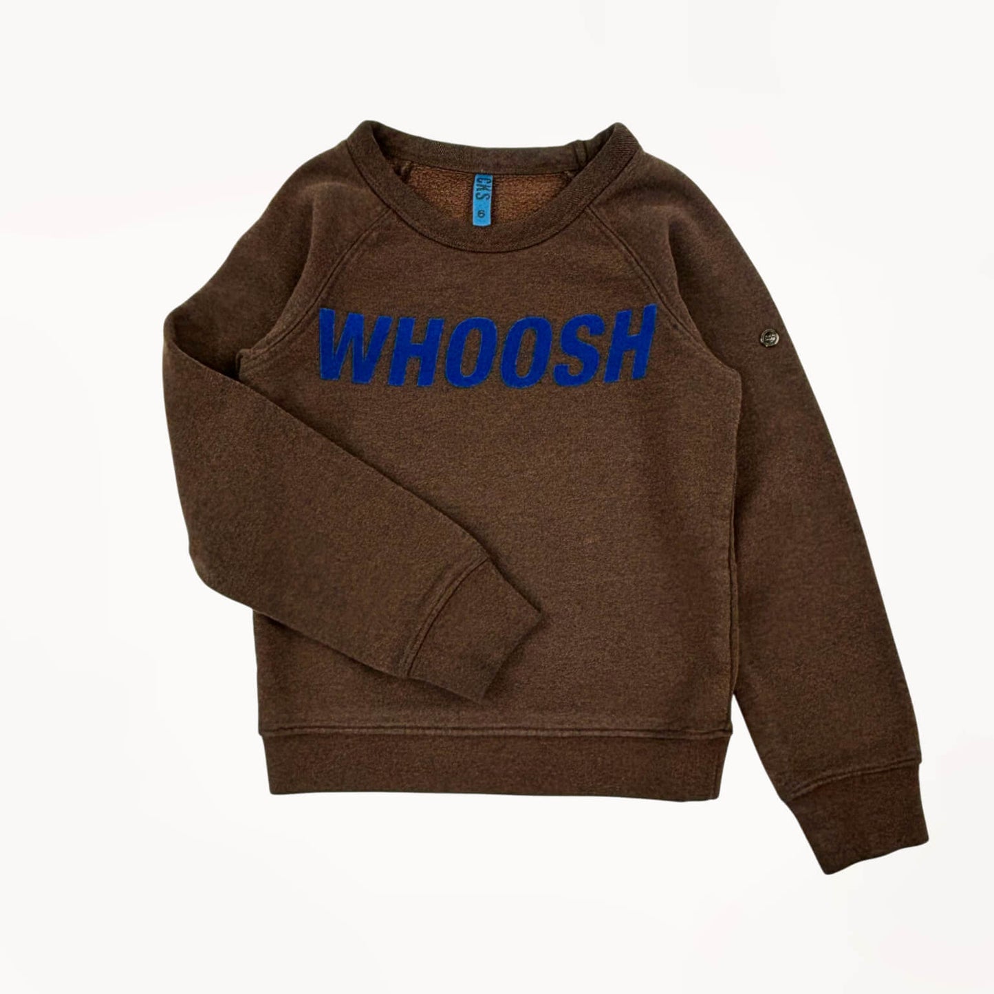 Donker bruine sweater, "WHOOSH", Crew neck⎪116