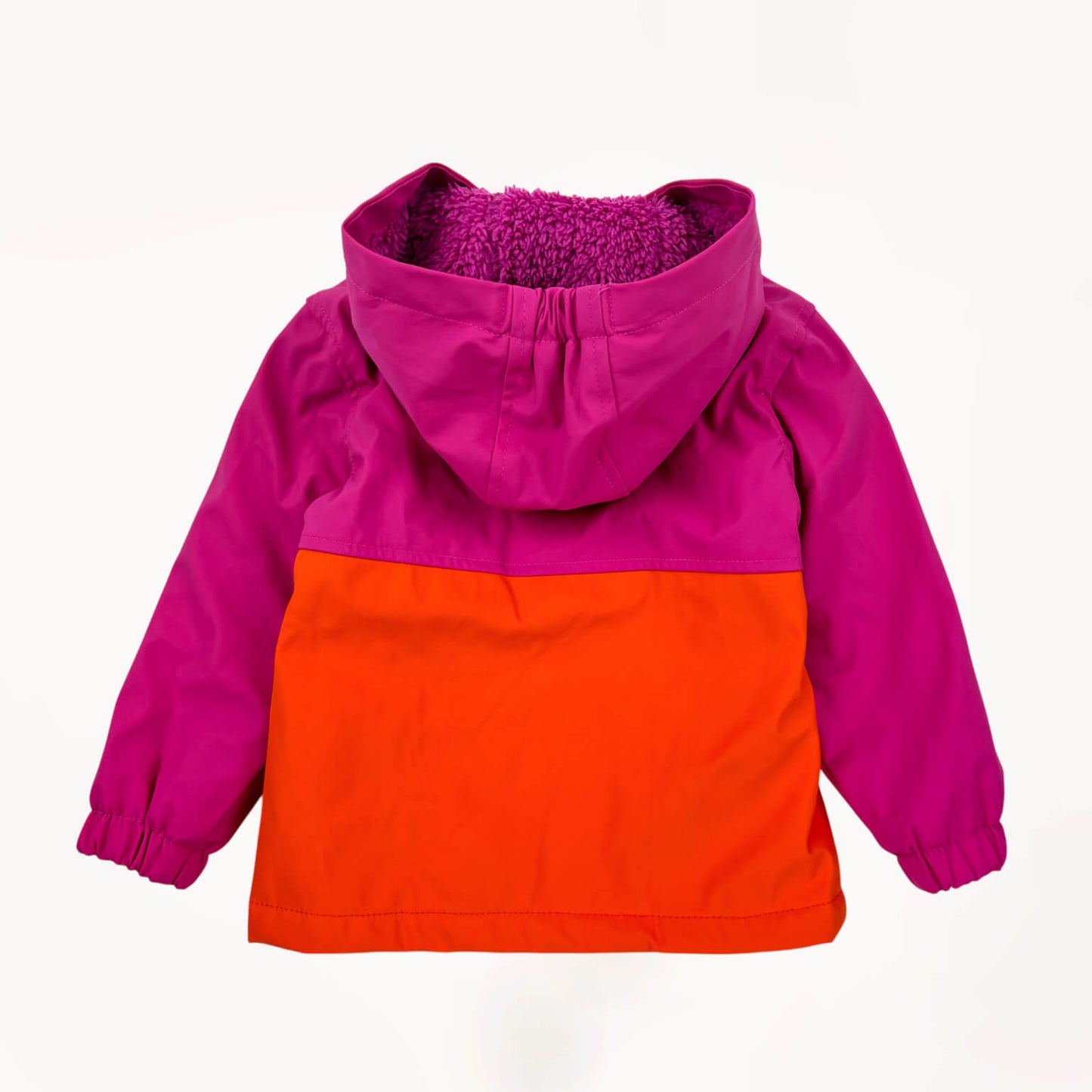 Magenta/Oranje colorblock regenjas jas, gewatteerd met dons⎪86