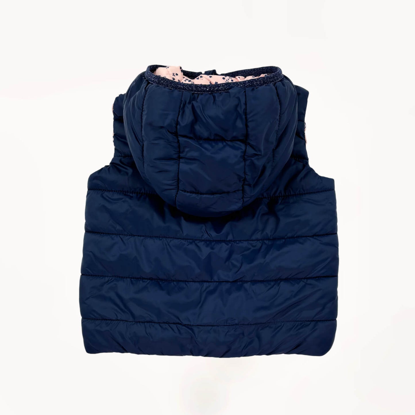 Omkeerbare bodywarmer, navy blauw "Always Cute", roze met bloemenmotief⎪98