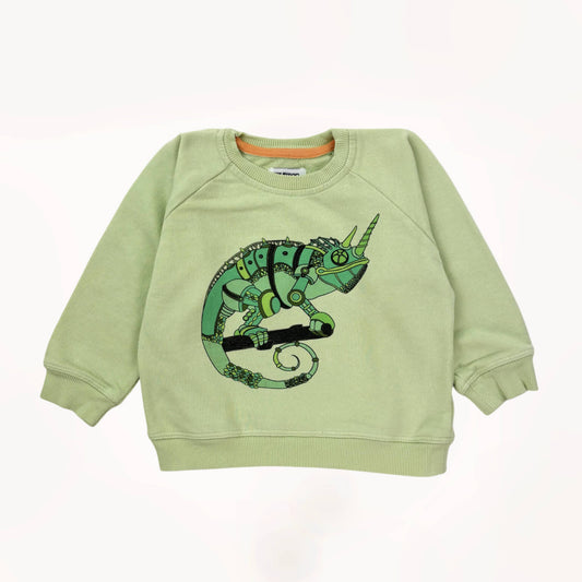 Gifgroene sweater met artwork, van biologisch katoen⎪92/98