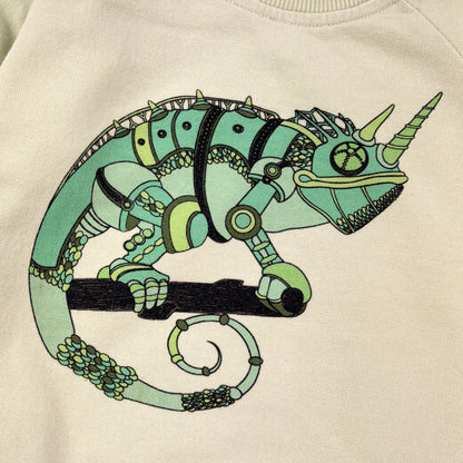 Gifgroene sweater met artwork, van biologisch katoen⎪92/98