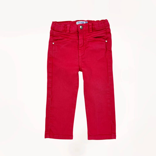 Magenta roze jeansbroek, straight fit, verstelbare elastiek in taille⎪86