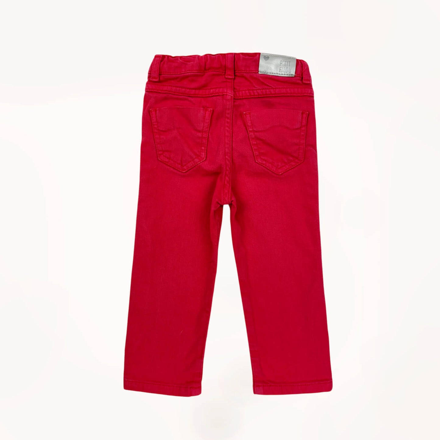 Magenta roze jeansbroek, straight fit, verstelbare elastiek in taille⎪86