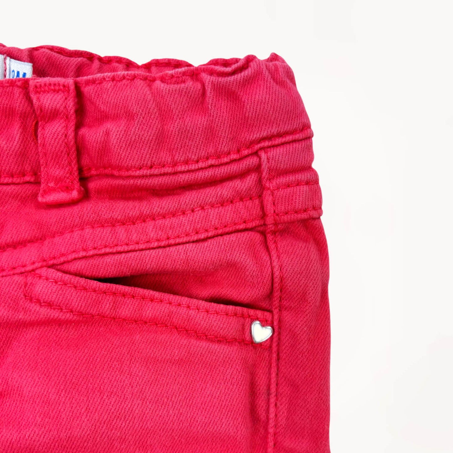 Magenta roze jeansbroek, straight fit, verstelbare elastiek in taille⎪86