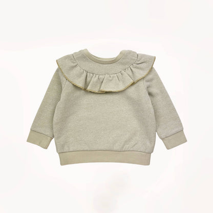 Ecru sweater + glinsterende gouddraad met kraag⎪74