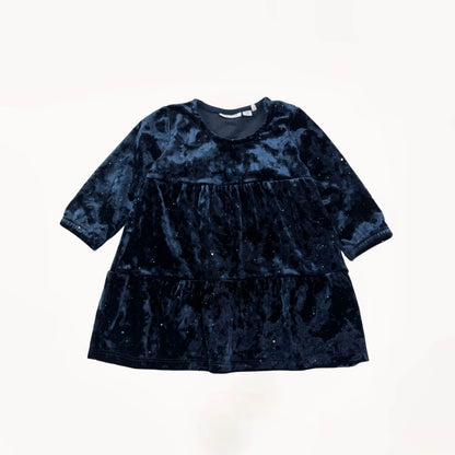 Marine blauwe velvet jurk met glinsterende steentjes⎪62