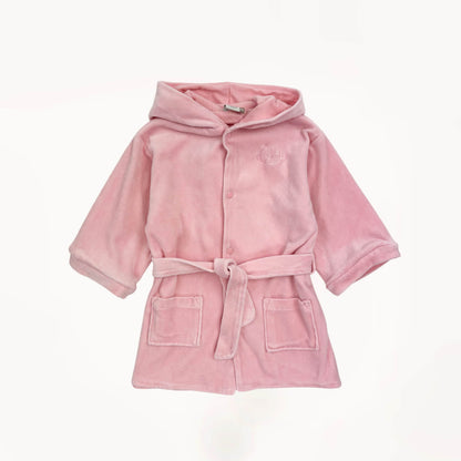 Roze badjas met capuchon en knopen⎪80