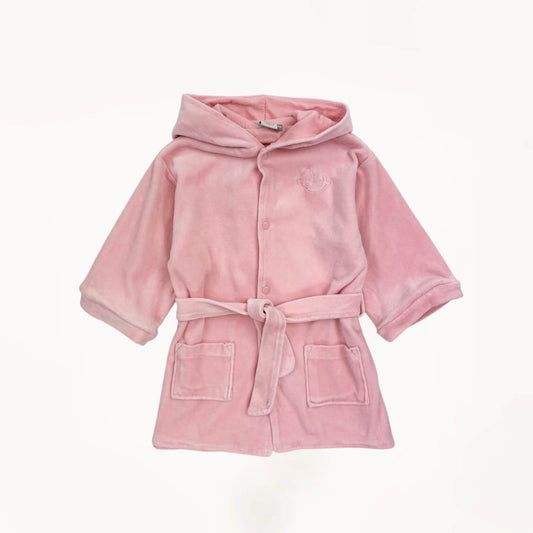 Roze badjas met capuchon en knopen⎪80
