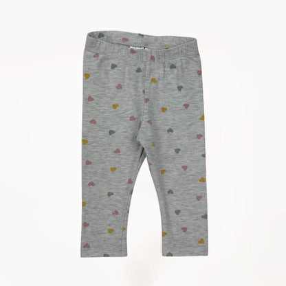 Legging grijs en hartjes H&M 9 maanden